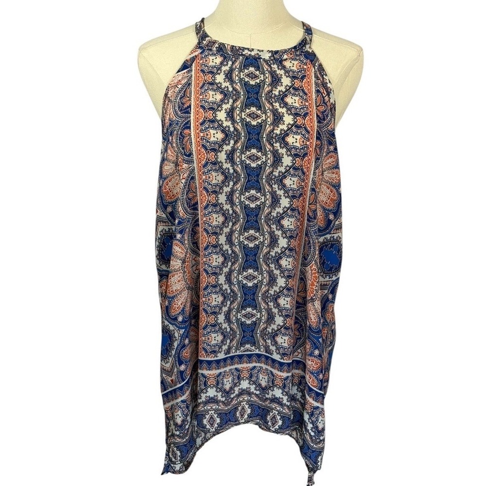 The Limited Racer Style Tank Top w/ Blue,‎ Orange, & White Intricate Pattern (L)